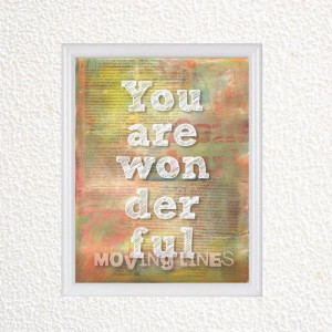 Printable quote You are wonderful art print Gift by MovingLines, $5.90