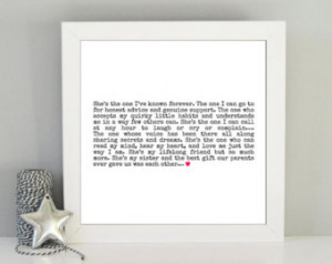 sister quote. Framed sister art print. Gift ideas for sister. Sister ...