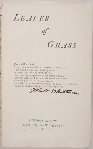 title page with author s signature walt whitman leaves of grass author ...