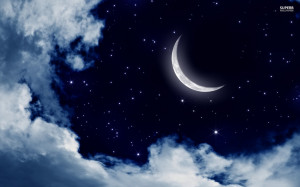 Moon and stars in the sky wallpaper 1920x1200