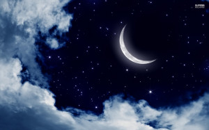 Moon and stars in the sky wallpaper 1920x1200