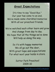... for end of School, Preschool rhyme for goodbye via RainbowsWithinReach