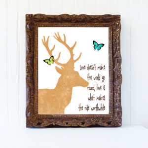 Valentines Day Decor typography deer love silhouette quote letters art ...