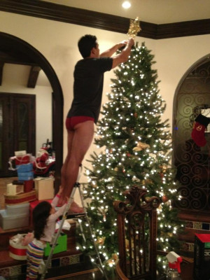 Mario Lopez Decorates Christmas Tree In His Undies