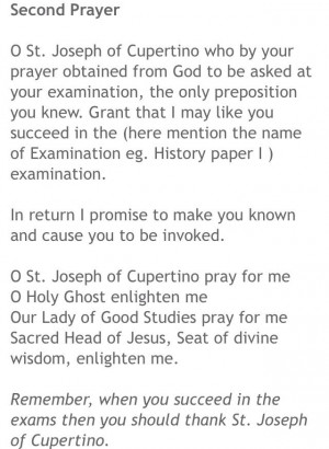 Second Prayer to St. Joseph Cupertino.