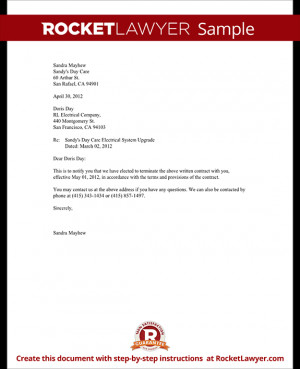 Service Contract Termination Letter Sample