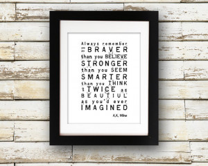 AA Milne Quote 5 x 7 or 8 x 10 PHYSICAL Wall Art Gift Poster Print ...