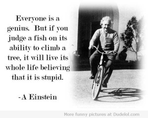 Everyone is a genius, but if you judge a fish on its ability to climb ...