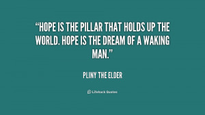 Hope is the pillar that holds up the world. Hope is the dream of a ...