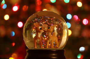 bambi, reindeer, rudolph, snow globe
