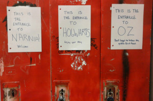 cute, entrance, hogwarts, locker, narnia, paper, red, silly, white