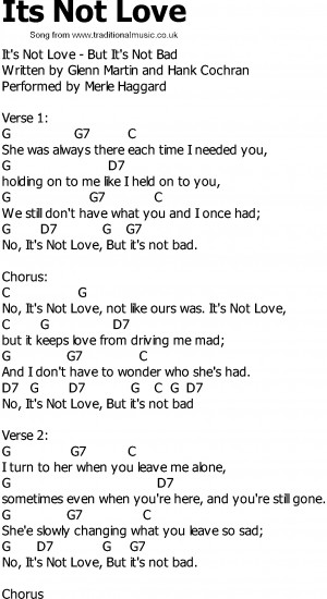 Old Country song lyrics with chords - Its Not Love