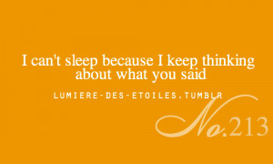 can’t sleep because of what you said” — you... - lumière des ...
