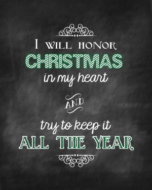 Honor Christmas Quote in Black and Green