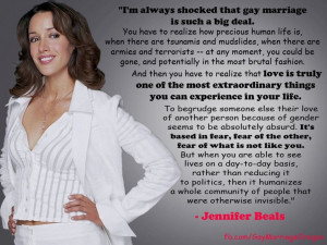Jennifer Beals ~ Now that's what I call gay friendly!!