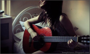 sad, alone, girl, love, guitar