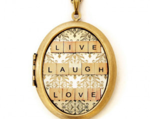 Live Laugh Love -Happy Quote Motivational Grande Photo Locket Necklace