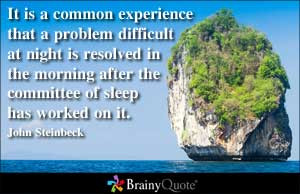 It is a common experience that a problem difficult at night is ...