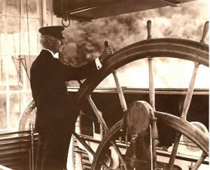Photo of a river pilot aboard the MISSISSIPPI, a Corps of Engineers ...