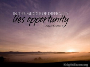 ... middle of difficulty lies opportunity. Albert Einstein Quote Wallpaper