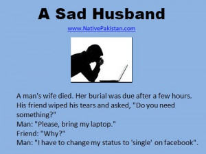 ... in English : A Husband sad on wife's death - Husband & Wife Jokes