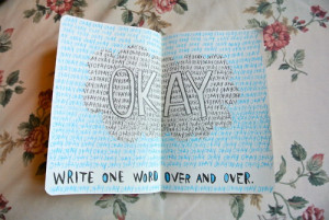 ... green the fault in our stars okay tfios write one word over and over