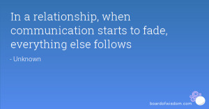 In a relationship, when communication starts to fade, everything else ...