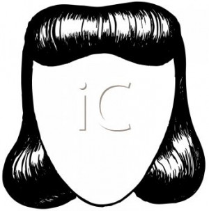 Wig Clipart Black And White Picture of a long black wig on