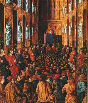 Pope Urban II at the Council of Clermont, given a lateGothic setting ...