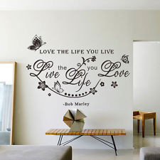 ... Bob Marley Quote Love The Life Art Wall Sticker Decals Home Decor LXL