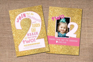 Second Birthday Pink Ombre Gold Glitter 2nd by BirchTreeDesign, $17.75
