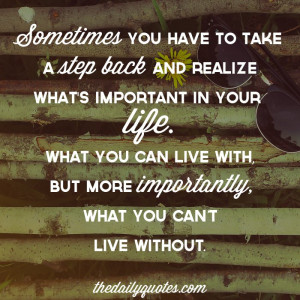 Sometimes you have to take a step back and realize what's important in ...