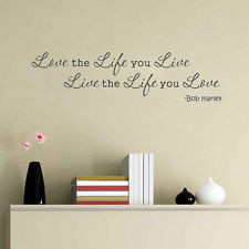 Love Life Live Bob Marley Letter Word Wall Art Decal Quote Inspiration ...