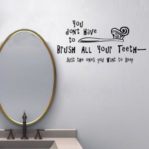 Brush Teeth funny Quote Vinyl wall sticker bathroom kids room decal ...