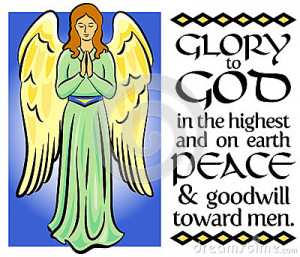 Calligraphy Christmas bible verse with illuminated angel illustration ...