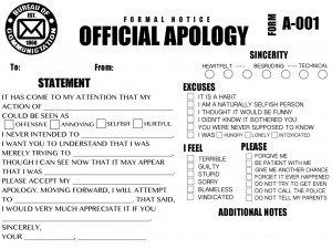 Official Apology Form Letter