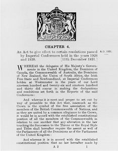 The first page of the Statute of Westminster (Library and Archives of ...
