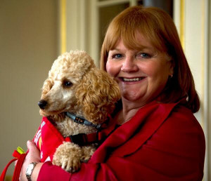 Lesley Nicol with dog, ‘Patmore’