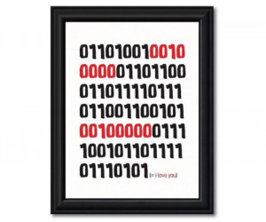 Photo of I Love You Sign in Binary Code - Red and Black 8x10 Geek ...