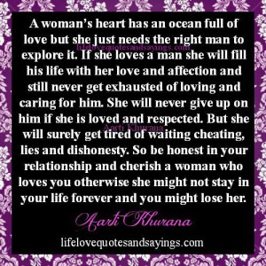 Cherish A Woman Who Loves You..
