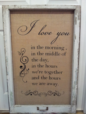 Antique Rustic Window Frame with Burlap and Quote. $60.00, via Etsy.