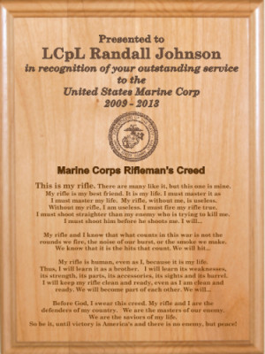 Marine Corps Rifleman's Creed Plaque Marine Corps Creed Plaques
