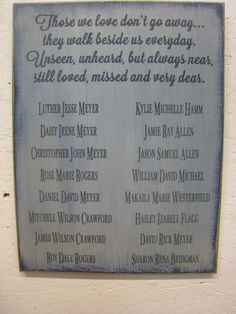 great memorial sign for weddings, family reunions or as a wall hanging ...
