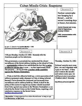 The Cuban Missile Crisis SOUPSTONE Primary Source Analysis Worksheet ...