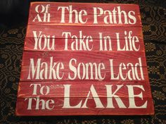 Wood plank sign lake sign by KerriArt on Etsy, $24.00