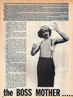 Frank Zappa, July 1967 Hit Parader magazine, chronicling his hiring by ...