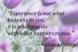 Experience is not what happens to you; it is what you do with what ...