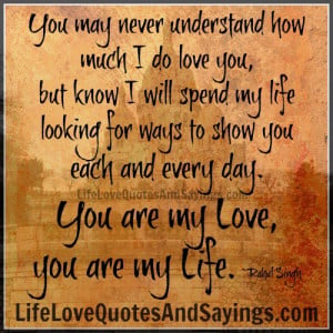 You may never understand how much I do love you, but know I will spend ...