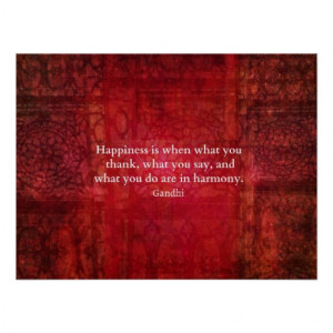 Inspirational Gandhi Happiness quote words art Print