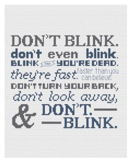 Don't Blink. Doctor Who Quote cross stitch pattern .pdf weeping angels ...
